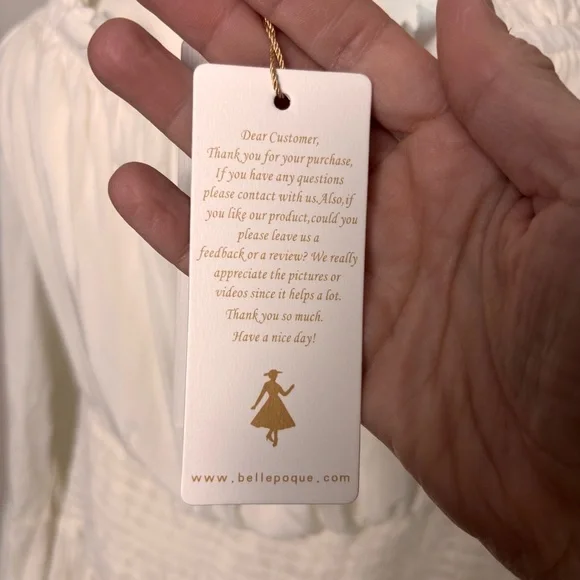 Belle Pogue White Smocked Waist Peasant Blouse Bell Sleeve Festival Top Sz 2XL - Picture 9 of 13